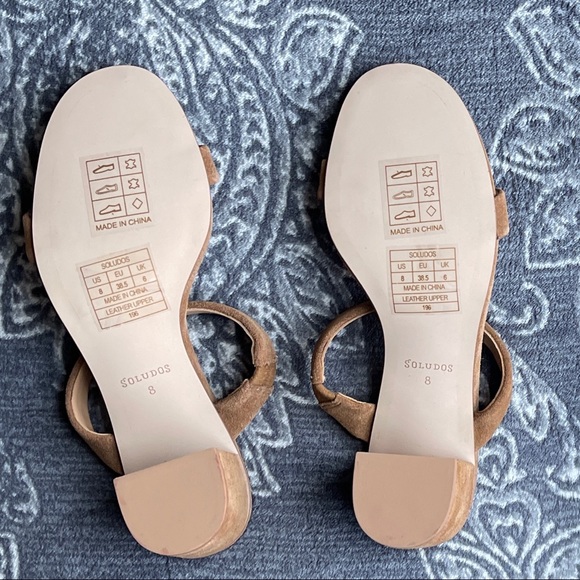 Soludos Tan Suede Double Strap Block Heel Sandals - Picture 11 of 12